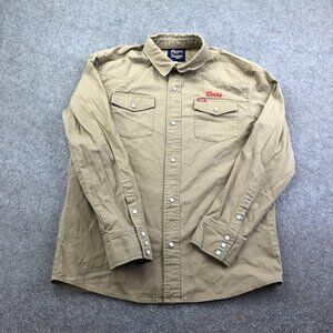 Seager Coors Banquet Shirt Mens Medium Beige Western Snap Front Twill Workwear